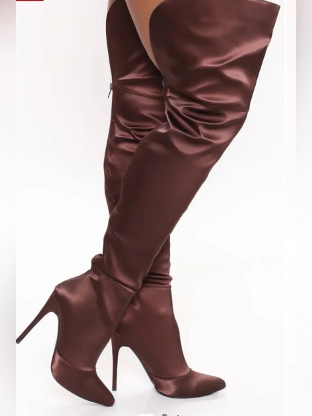 Fashion Nova Satin Nights Over The Knee Boot - Chocolate size 9